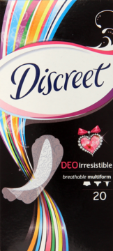 DISCREET ,wkładki higieniczne, Deo Irresistable,przód
