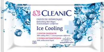 CLEANIC ,chusteczki odświeżające z płynem antybakteryjnym,przód