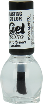 Przezroczysty lakier Miss Sporty Gel Shine Lasting Color do 10 dni, z pędzelkiem, widok z przodu.