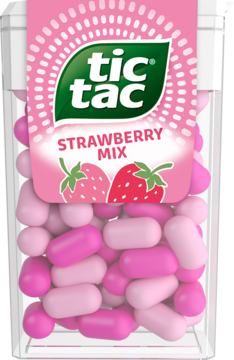 TIC TAC Strawberry Mix ,drażetki o smaku Truskawkowym,przód