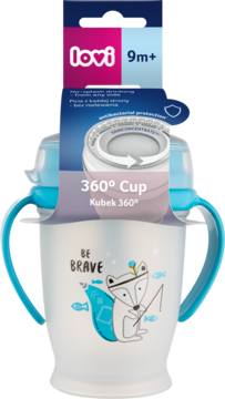 LOVI 360° ,kubek 250ml, 9m+, Niebieski,przód