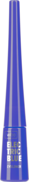 Wibo Electric Blue Eyeliner w stożkowej, połyskliwej butelce w kolorze kobaltowym, widok z przodu.