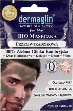 DERMAGLIN ,BIO maseczka przeciwtrądzikowa dla mężczyzn,przód