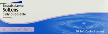 Bausch + Lomb Softlens daily disposable soczewki, pudełko 30 sztuk z asferyczną optyką, biało-niebieskie.