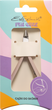 Ewa Schmitt Fun Care cążki do skórek, z różowymi rączkami, w kolorowym, pastelowym opakowaniu z okienkiem.
