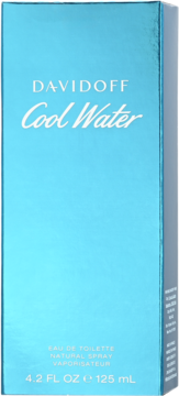 Front jasnoniebieskiego opakowania Davidoff Cool Water EDT 125 ml z białymi napisami i srebrnym wykończeniem.