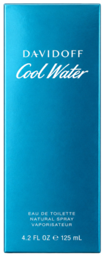 Davidoff Cool Water Eau de Toilette, jasnoniebieskie pudełko 125ml, widok z przodu, męskie perfumy.