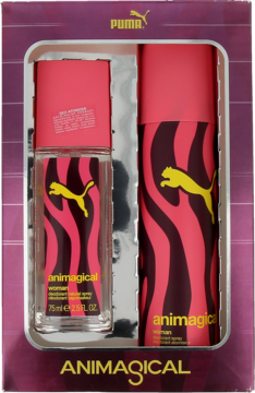 PUMA Animagical ,dezodorant odświeżający w sprayu 150 ml + perfumowany dezodorant w sprayu dla kobiet 75 ml,przód