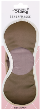 Miękka opaska do spania For Your Beauty, brązowo-taupe z kremowym brzegiem, widok z przodu, Rossmann.