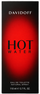 Perfumy męskie Davidoff Hot Water Eau de Toilette 110 ml, czarne pudełko z czerwonym gradientem, widok z przodu.