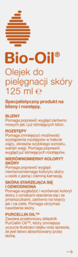 Białe opakowanie Bio-Oil Olejek do pielęgnacji skóry 125ml z pomarańczowym tekstem i logo kropli, front.