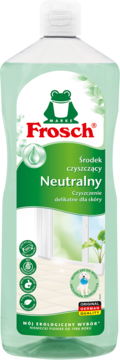Frosch neutralny środek czyszczący, zielona butelka z żabą, widok z przodu, mój ekologiczny wybór.
