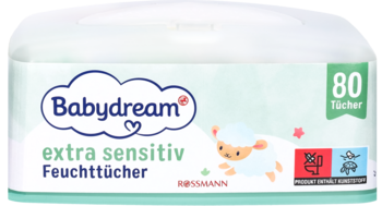 BABYDREAM Extra Sensitive ,chusteczki nawilżane dla niemowląt, box,przód
