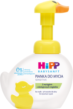 HIPP Baby Sanft Sensitive,pianka do mycia twarzy i rąk dla dzieci, Kaczuszka,przód