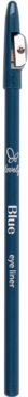 Ciemnoniebieska kredka do oczu Konturówka Eyeliner z temperówką, widok z przodu. Stoi pionowo na czarnym tle.