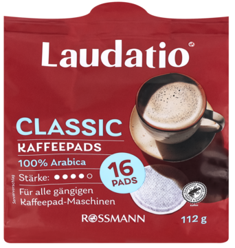 LAUDATIO Classic ,kawa mielona, palona, w saszetkach, 100% Arabica,przód