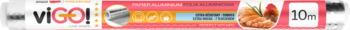 Banner reklamowy z rolką folii aluminiowej ViGO, długość 10m, widoczny na białym tle.