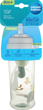 Canpol babies sport cup 350ml, non-spill z ważoną słomką, z motywem gęsi, w opakowaniu.