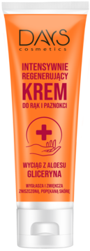 DAYS COSMETICS ,krem do rąk i paznokci, intensywnie regenerujący, Gliceryna i Wyciąg z Aloesu,przód