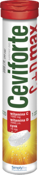 Ceviforte MAX, suplement w białej tubie z czerwoną zakrętką, witamina C, D i cynk, tabletki musujące.