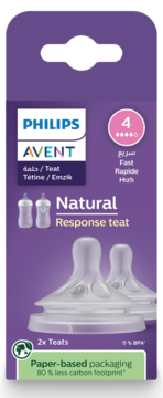PHILIPS AVENT Natural ,smoczek do butelki responsywnej, 3m+, z przepływem 4,przód