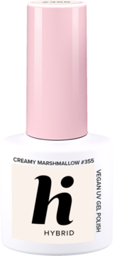 Lakier hybrydowy hi, odcień Creamy Marshmallow #355, butelka z różową nakrętką, wegański UV gel.