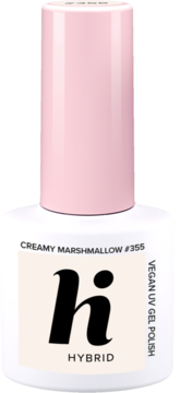Lakier hybrydowy hi, odcień Creamy Marshmallow #355, butelka z różową nakrętką, wegański UV gel.