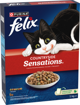 PURINA FELIX Sensations Countryside,pełnoporcjowa karma sucha dla dorosłych kotów Wołowina, Kurczak, Warzywami,,przód