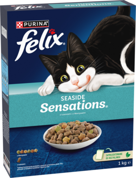 PURINA FELIX Sensations Seaside,pełnoporcjowa karma sucha dla dorosłych kotów, z łososiem i warzywami,przód