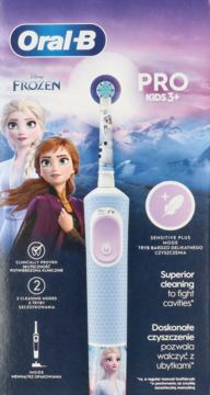 Oral-B PRO KIDS 3+ Frozen szczoteczka elektryczna dla dzieci, opakowanie z Elsą i Anną, kolor błękitny.