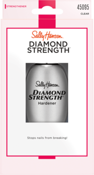 Sally Hansen Diamond Strength odżywka wzmacniająca paznokcie, w biało-różowym opakowaniu, widok z przodu.