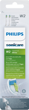 Opakowanie Philips Sonicare W2 Optimal White, 2 główki szczoteczki wybielającej, widok z przodu.