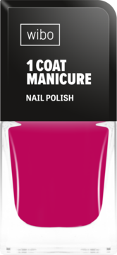 Wibo 1 Coat Manicure lakier do paznokci w intensywnym różowym kolorze, widok butelki z przodu.