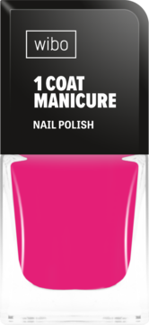 Wibo 1 COAT MANICURE lakier do paznokci w butelce, intensywny fuksjowy odcień, widok z przodu.