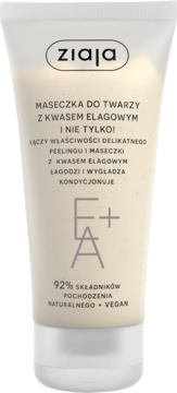 Ziaja maseczka do twarzy z kwasem elagowym i peelingiem, 92% naturalna, w jasnej tubce, widok z przodu.