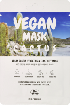 THE NICESS VEGAN ,maska w płachcie, nawilżająco-uelastyczniająca, Cactus,przód