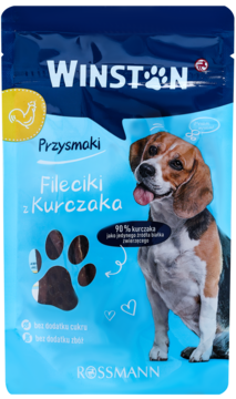 WINSTON ,karma uzupełniająca dla dorosłych psów, przekąska z kurczakiem,przód