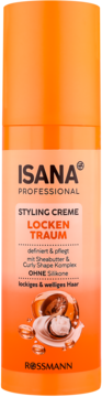 Isana Professional Krem Locken Traum do włosów kręconych i falowanych, pomarańczowa butelka, widok z przodu.
