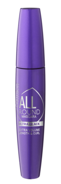 Purpurowy tusz CATRICE ALL ROUND ULTRA BLACK Mascara, dla objętości i podkręcenia, widok z przodu.
