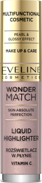 Eveline Wonder Match Liquid Highlighter w dwukolorowej butelce (złoto/różowe złoto), z wit. C, perłowy efekt.