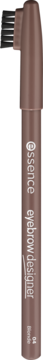 Brunatna kredka do brwi Essence Eyebrow Designer 04 Blonde ze szczoteczką, widok z bliska na opakowanie.