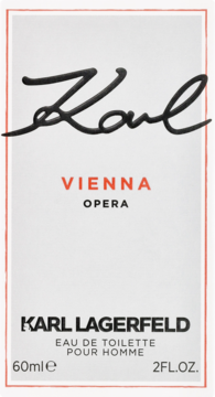 Karl Lagerfeld Vienna Opera męska woda toaletowa 60ml w białym pudełku z czerwoną ramką i czarnym logo, widok z przodu.