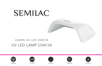 Biała lampa UV LED Semilac 15W/24, kompaktowa do paznokci hybrydowych, widok z przodu.