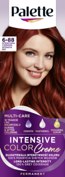 Opakowanie Palette Intensive Color Creme 6-88 Intensywna Czerwień, farba do długotrwałego koloru i 100% krycia siwych włosów.