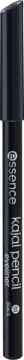 Pionowe ujęcie czarnej kredki Essence Kajal Pencil Eyeliner, z widocznym logo i nazwą produktu.