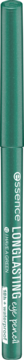 Zbliżenie na zieloną automatyczną kredkę Essence Longlasting Eye Pencil, widok z boku, z rozmytym napisem.
