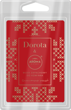 Czerwony wosk Dorota Szelągowska & Aroma Home Cynamonowy wieczór, ze złotym wzorem, w blistrze.