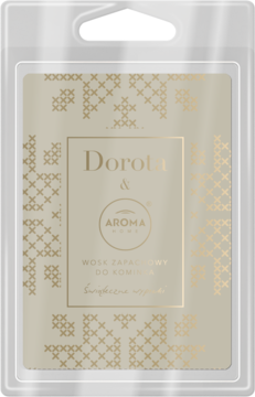 Beżowy wosk zapachowy do kominka Dorota & Aroma Home Świąteczne Wypieki, w blistrze, złote wzory.