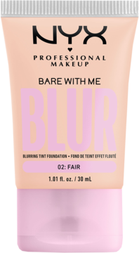 NYX PROFESSIONAL MAKEUP BARE WITH ME BLUR podkład 02: FAIR w jasnoróżowej tubce, widok z przodu.