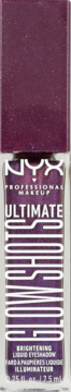 NYX Ultimate Glow Shots Brightening Liquid Eyeshadow w błyszczącym fioletowym odcieniu, widok z przodu.